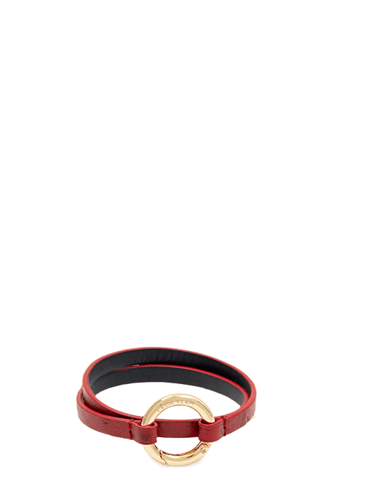 Bracelet - Cuir Rouge Autruche et Doré